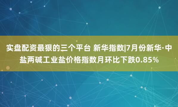 实盘配资最狠的三个平台 新华指数|7月份新华·中盐两碱工业盐价格指数月环比下跌0.85%